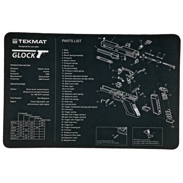 TEKMAT PISTOL MAT FOR GLOCK BLK