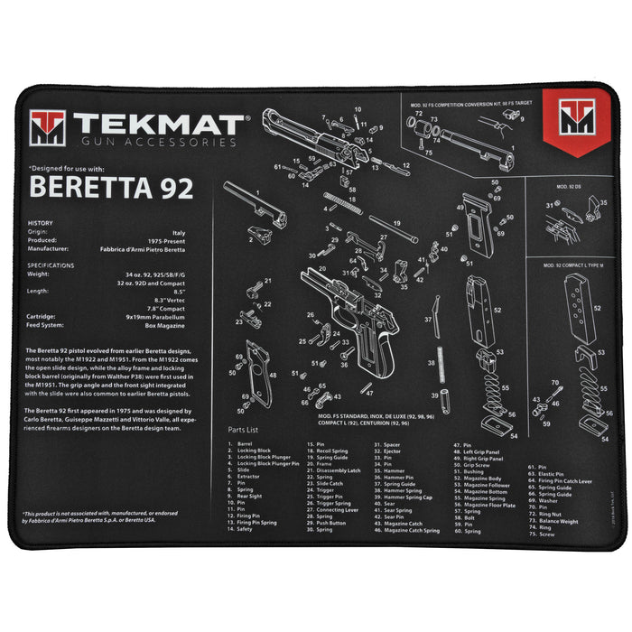 TEKMAT ULTRA PSTL MAT BERETTA 92 BLK