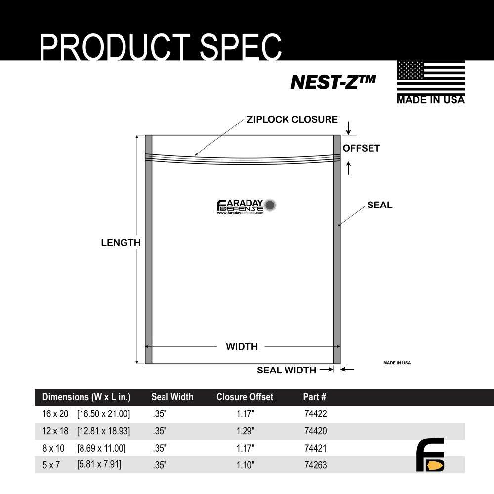 15pc Large Kit NEST-Z EMP 7.0 mil Faraday Bags