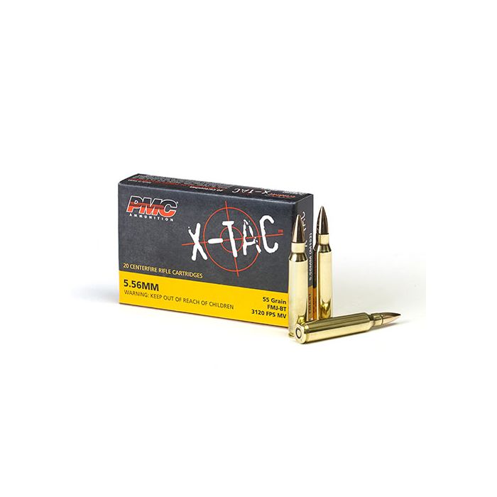 PMC X-TAC 5.56NATO Rifle Ammo - 55 Grain | FMJ-BT | 20rd Box