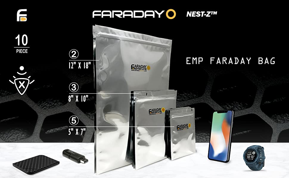 3pc Cell Phone NEST-Z 7.0 mil Faraday Bags 5 x 7