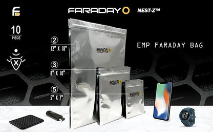 10pc Large-Kit NEST-Z EMP 7.0mil Faraday Bags