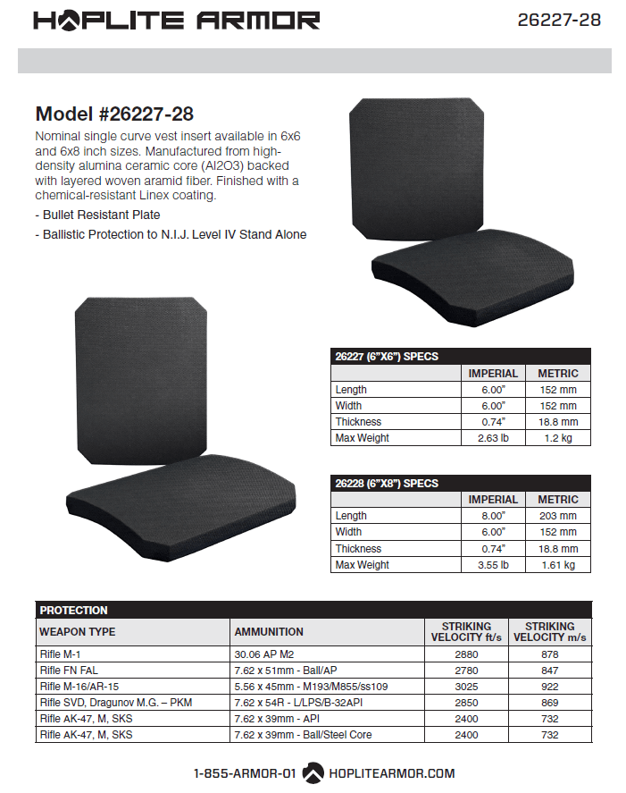 Two Side Plates: NIJ Certified Level IV Stand Alone (26227-26228) - Hoplite Armor Store