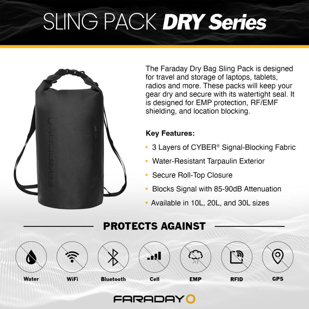 Faraday Dry Bag Sling Pack - Stealth Black