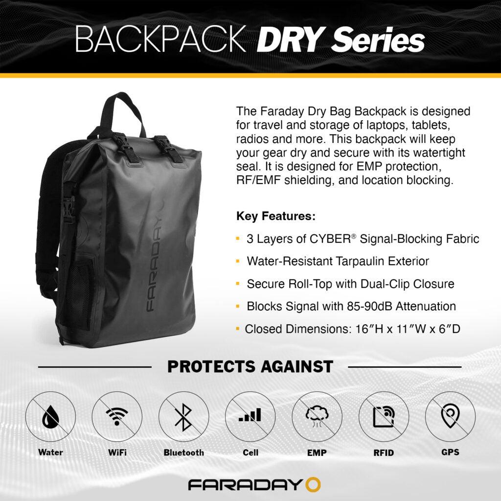 Faraday Dry Bag Backpack - Stealth Black