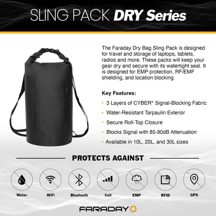 Faraday Dry Bag Sling Pack - Stealth Black