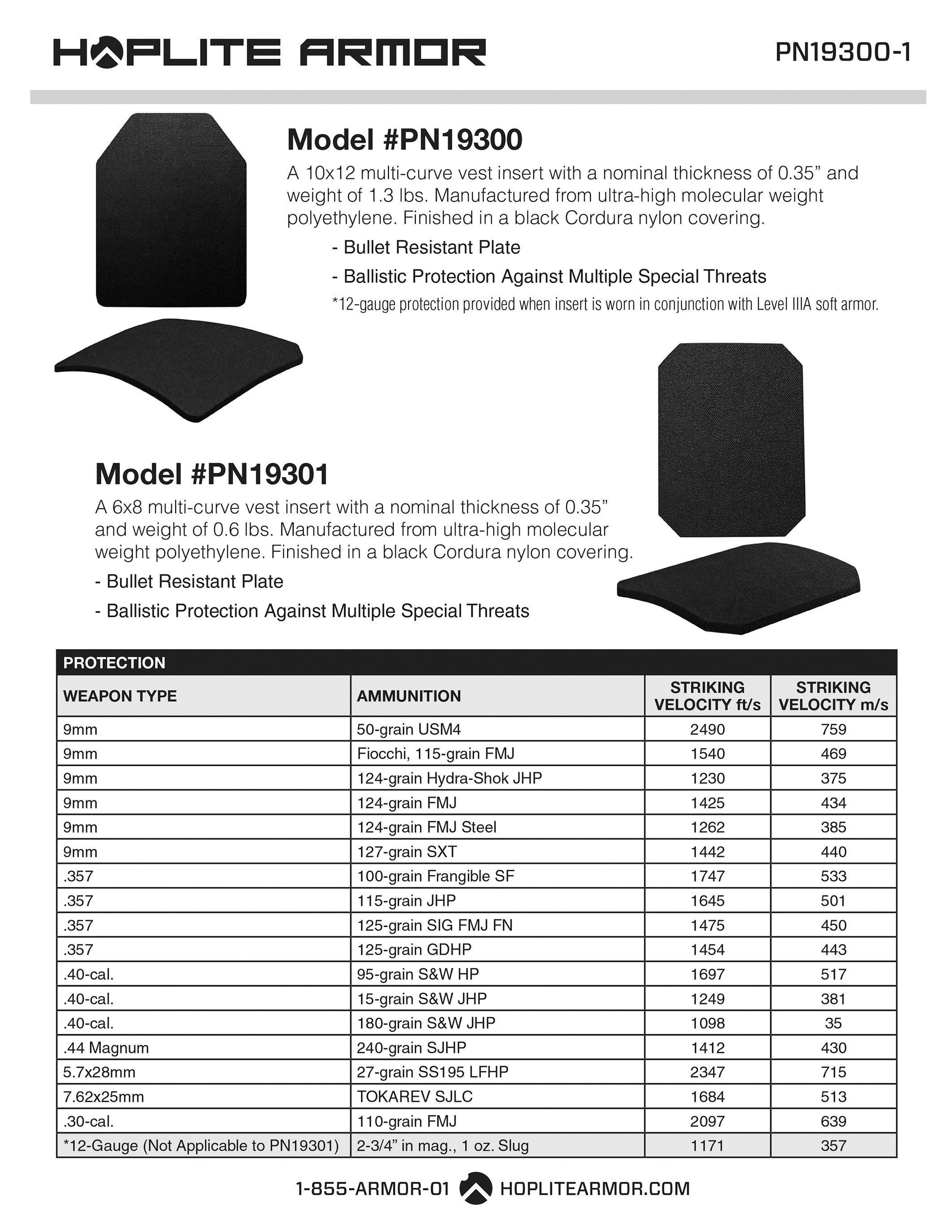 Two Side Plates: NIJ Certified Level IIIA 6x8 Stand Alone (19301) - Hoplite Armor Store